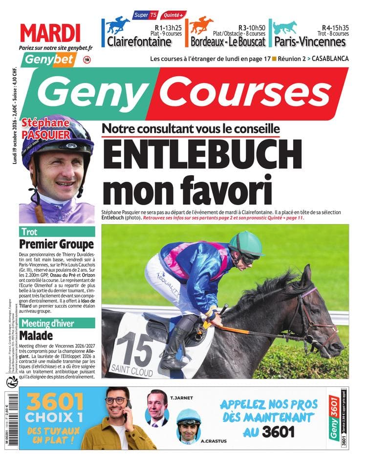 Couverture de l'édition du Lundi 19 octobre 2026